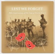 Decimal Issues: 2008 (SG.MS2982) "Lest We Forget" commemorative folder with 2 gold-numbered Imperforate Miniature Sheets & the $1 Perth Mint "Lest We Forget" coin.&nbsp;