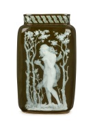 GEORGE JONES&nbsp;olive green pate sur pate vase, attributed to FREDERICK SCHENK,&nbsp;late 19th century. Illustrated in "George Jones Ceramics 1861-1951" page 162, Cat. No. 430 pattern. 24cm high