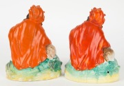 STAFFORDSHIRE pair of "Little Red Riding Hood" statues, early to mid 19th century, ​​​​​​​20cm high - 2
