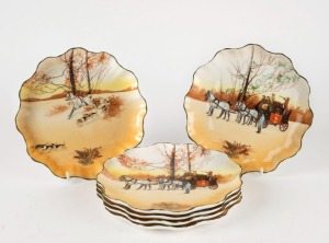 ROYAL DOULTON six assorted shaped porcelain plates, early 20th century, stamped "Royal Doulton, Made In England", ​​​​​​​20.5cm wide