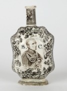 An unusual porcelain plaque with transfer military portrait and spread eagle decoration, emblazoned "S.C.", ​​​​​​​possibly American, 18cm high - 2