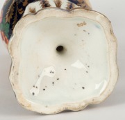 DERBY (attributed) antique English blue and gilt porcelain vase, with hand-painted floral decoration in coloured enamels, 19th century, 24cm high - 3