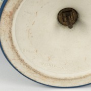 WEDGWOOD antique English blue Jasper ware porcelain lidded classical urn, 19th century, impressed "Wedgwood, England", 27cm high - 5