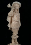 DIEPPE antique carved ivory statue of the trumpeter, 19th century, 13cm high - 3