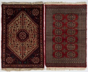 Two handwoven tribal rugs, the larger 103 x 65cm 