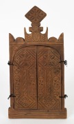 Ethiopian orthodox Christian triptych icon depicting the Mother of God and guardian angels, in carved wooden frame, 20th century, 30.5cm x 26cm  - 2