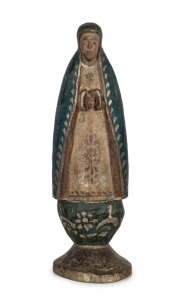 A Filipino antique religious statue depicting Saint Mary, carved wood and polychrome finish, 18th/19th century,34cm high 