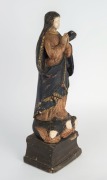 A Filipino statue of Mary the Immaculate Conception, carved wood and gesso with polychrome finish,19th century, 58cm high  - 2