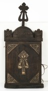 Ethiopian Orthodox diptych icon depicting the Mother of God and the crucifixion and entombment of Christ, hand-painted and carved wood, 20th century, 51cm high, 46cm wide - 2