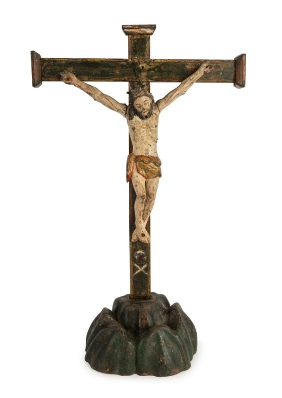 CORPUS CHRISTI alter piece, carved wood with polychrome finish, 18th century, 67cm high