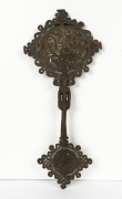 An Ethiopian Orthodox handheld crucifix, cast bronze with remains of silver finish, 19th/20th century, 33cm high - 2