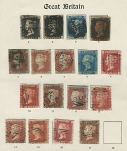 GREAT BRITAIN: 1840s group including 1d blacks (3), a 2d blue plus several 1d red-browns, (Total: 17); mixed condition.