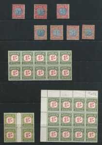 Postage Dues: 1906-57 range on Hagner pages; includes values to 5/-, various blocks, etc. (120+) MUH/M/U.