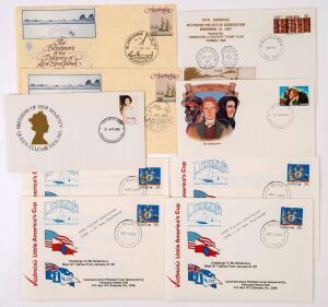 AUSTRALIA: First Day & Commemorative Covers: 1988 (Jan.) to 1991 (Dec.) commemorative covers and FDCs with pictormark cancellations in two lever arch files including covers for International White Water Championships, National Tennis Centre, Giant Panda Visit, Queensland Games, Stage Coach Run, 6th Women's Swimming Championship (8); various stamp shows/exhibitions incl. SYDPEX 88 (9), Phila Nippon '91 (3, on exhibition cards), others for STAMPEX & SWANPEX;"