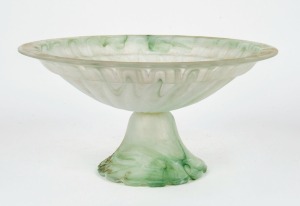 An Art Deco style green swirling glass fruit bowl, ​​​​​​​20cm high, 40cm diameter