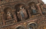 An antique Spanish religious plaque carved wood and gesso with remains of polychrome finish, 19th century,  37cm x 36cm  - 2