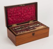 DRAFTSMAN'S antique workbox, mahogany, rosewood and yew, fitted with lift out trays and assorted tools, late 19th century, 9 cm high, 24.5cm wide,14cm deep - 2