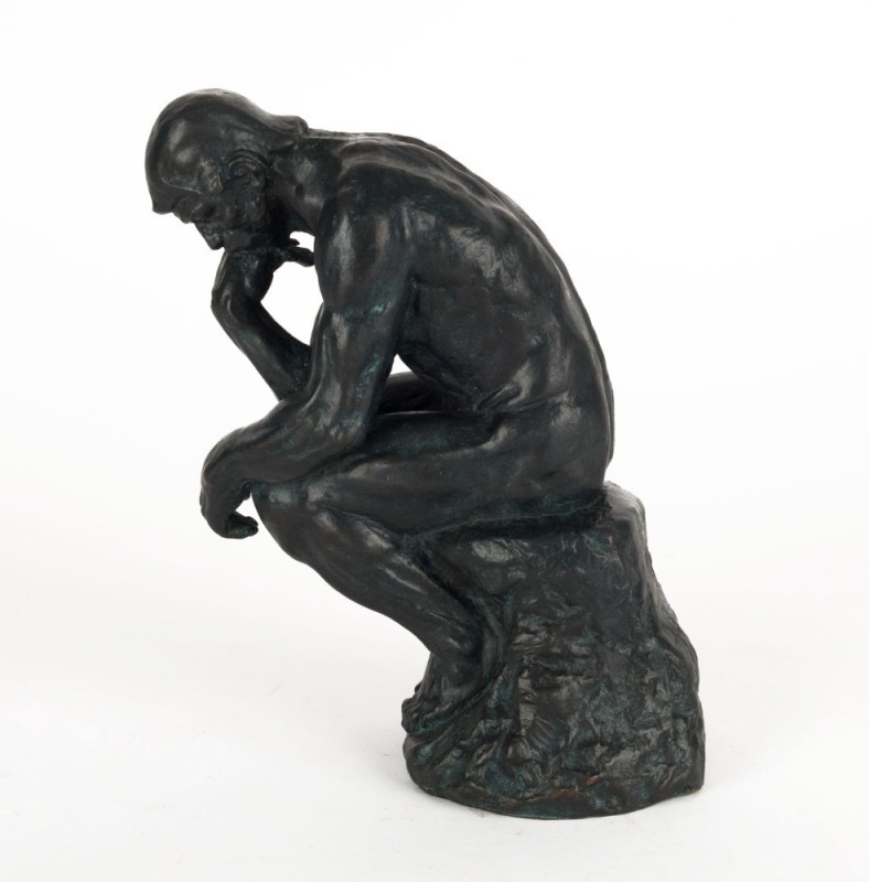 AUGUSTE RODIN (after), The Thinker, cast bronze statue, 20th century, ​​​​​​​20cm high