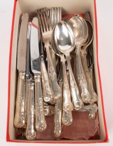 English silver plated King's pattern cutlery set for six (missing one soup spoon), (49 items)