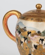 SATSUMA Japanese earthenware teapot, Meiji period, 19th century, black and gold seal mark to base, ​​​​​​​12cm high - 4