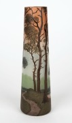 LEGRAS antique French cameo glass landscape vase, early 20th century, signed "Legras", 21cm high - 2