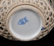 RUDOLSTADT antique reticulated porcelain vase, 19th century, stamped "R.W." in blue, 12cm high - 2