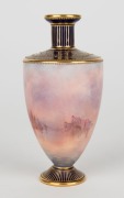 ROYAL DOULTON "PUNTA DELLA DOGANA, VENICE"&nbsp;antique English porcelain vase signed "J.H. PLANT", early 20th century, green factory mark to base, 15cm high - 2
