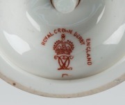 ROYAL CROWN DERBY antique English blue and gilt porcelain urn with hand-painted castle scene vignette, signed "W. MOSLEY", 19th century, iron red factory mark to base, ​​​​​​​14cm high - 2