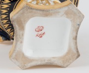 DERBY antique English blue and gilt porcelain potpourri vase, 19th century, red crown mark to base, ​​​​​​​17cm high - 2