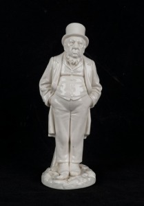 HADLEY'S WORCESTER "PAUL KRUGER" (1st President of South African Republic) white porcelain statue,  stamped "Hadley's Worcester, England" with monogram, 21cm high