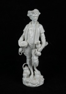 HEREND Hungarian white porcelain statue of a young man, 20th century, impressed "Herend", 27cm high