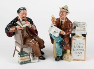 ROYAL DOULTON "The Professor" (HN 2281) porcelain statue, together with "Stop Press" (HN 2683) porcelain statue, (2 items), factory marks to bases, 19cm and 20cm high