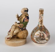 SATSUMA Japanese miniature vase, and a statue, Meiji period, 19th century, (2 items), ​​​​​​​9cm and 9.5cm high - 2