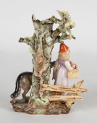 MEISSEN antique German porcelain figural vase of a girl with a wolf under a tree, 18th/19th century, crossed swords mark to base, ​​​​​​​14cm high - 2