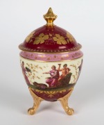 ROYAL VIENNA antique porcelain lidded bowl titled "JUPITER", 19th/20th century, blue beehive mark to base, 15cm high - 2