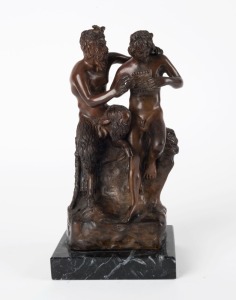 ARTIST UNKNOWN, Pan and Faun, cast bronze and black marble, 20th century, ​​​​​​​20.5cm high