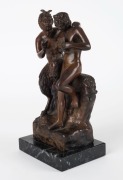 ARTIST UNKNOWN, Pan and Faun, cast bronze and black marble, 20th century, ​​​​​​​20.5cm high - 2