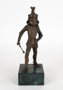 ARTIST UNKNOWN, cast bronze statue of a knight, 20th century, 30cm high