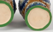 ROYAL DOULTON pair of antique English blue stone ware vases, by ETHEL BEARD, impressed factory mark to base, with monogram "E.B.", ​​​​​​​30.5cm high - 2