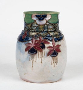 ROYAL DOULTON "Fuchsia" patterned stoneware vase, early 20th century,  impressed factory mark to base,  ​​​​​​​15.5cm high