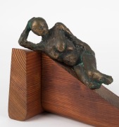 ARTIST UNKNOWN, (reclining nude), cast bronze and wood, 18cm high  - 2