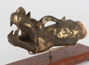 A Chinese bronze dragon handle, most likely from a sedan chair,  19cm long overall - 2