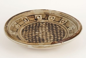 YORK POTTERY fruit bowl, 20th century, impressed "York, R. W. B.", 33cm diameter