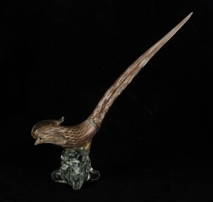 A Murano glass pheasant statue, circa 1950s, ​​​​​​​35cm high