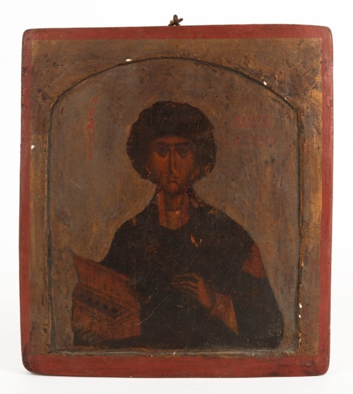 An Eastern Orthodox icon hand painted on timber panel, 19th/20th century,  29cm x 25.5cm 