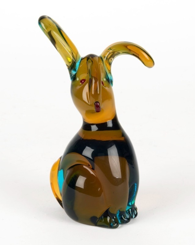 CENEDESE (attributed) Murano glass rabbit statue, 16cm high