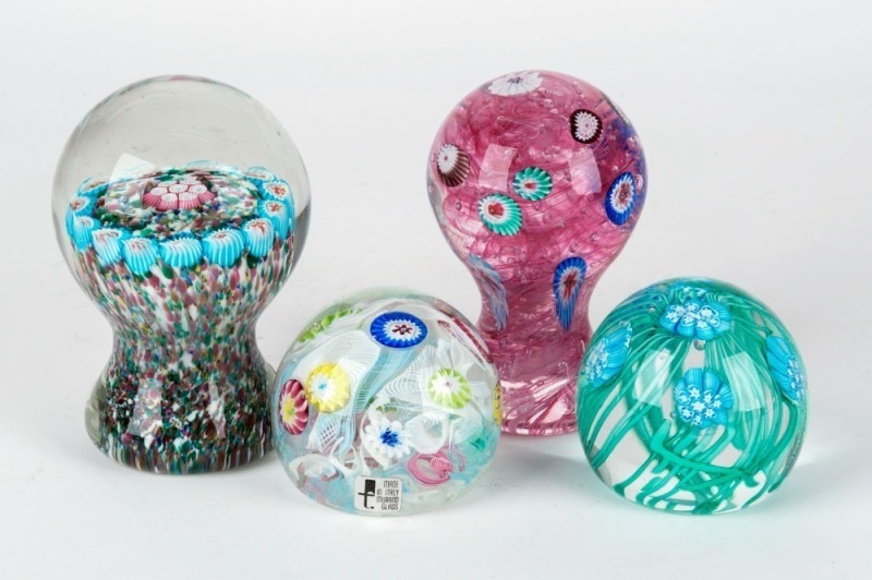 FRATELLI TOSO group of four Murano glass paperweights, two with original foil labels, the largest 12cm high