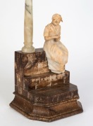 An antique Italian carved marble and alabaster figural lamp, late 19th early 20th century, 69cm high - 2