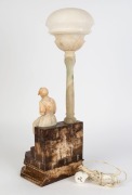 An antique Italian carved marble and alabaster figural lamp, late 19th early 20th century, 69cm high - 3