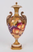 ROYAL WORCESTER English two-handled porcelain vase with hand-painted fruit decoration, signed "R. PRICE", 20th century, black factory mark to base, 31cm high - 3